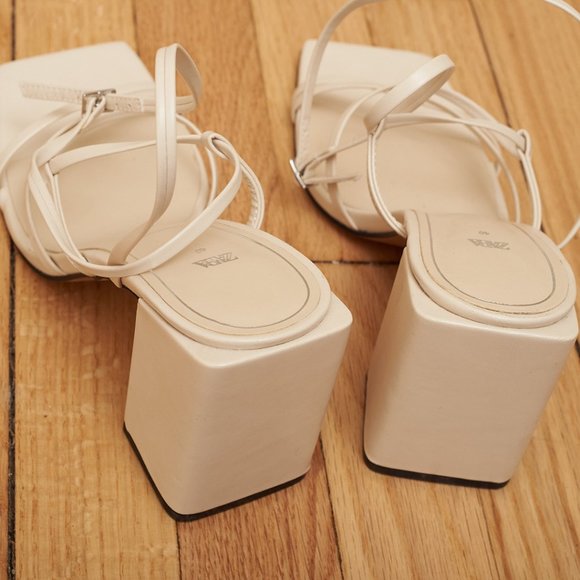 Zara Shoes Zara High Heeled Strappy Sandals Off White Us 9 Poshmark
